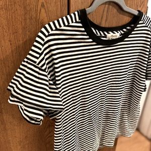 Madewell Ruffle Sleeve Striped Tee
